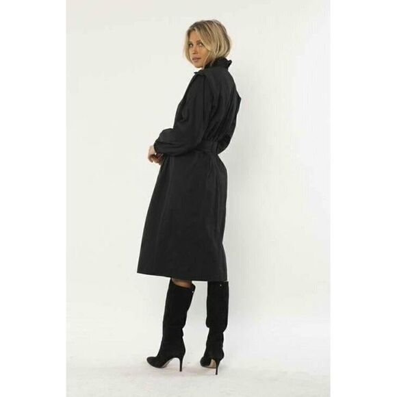 Amuse Society X Revolve Ginger Woven Trench Jacket Black Belted size M NWT - Picture 6 of 16